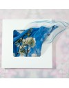 Blue woman silk scarf - Cherry tree in bloom 68x68cm