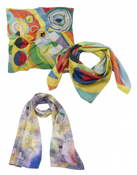 3 large custom printed silk scarves