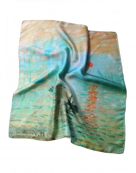 Pañuelo de seda cuadrado Claude Monet Impresión Sol naciente