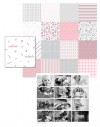 Kit couverture patchwork enfant personnalisé avec 12 photos et prénom rose et gris
