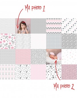 Custom Charm pack fabric, pink and gray