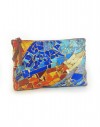 Pochette Gaudi mosaique bleue orange en soie