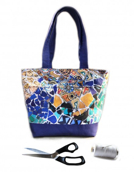 Kit sac cabas Gaudi Mosaique moderniste bleue