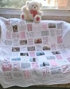Couverture en patchwork petite fille avec 18 imprimés rose gris blanc