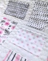Couverture en patchwork petite fille avec 18 imprimés rose gris blanc