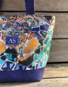 Cut and Sew Tote Bag Gaudi Modernist mosaic in blue