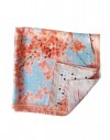 Pink floral large square silk scarf 90x90 cm (36x36")