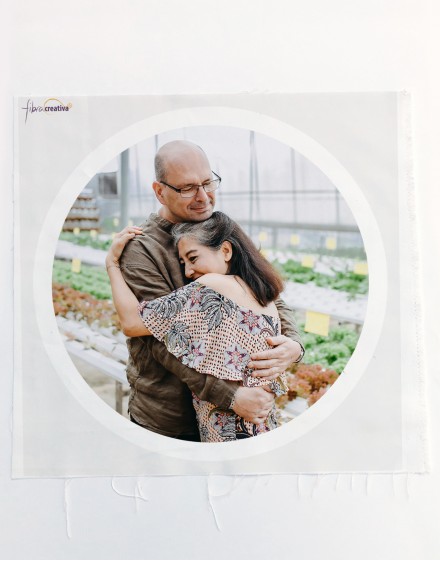 Your picture printed on cotton or linen fabric - round circle