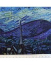Retal de lino estampado Noche Estrellada de van Gogh