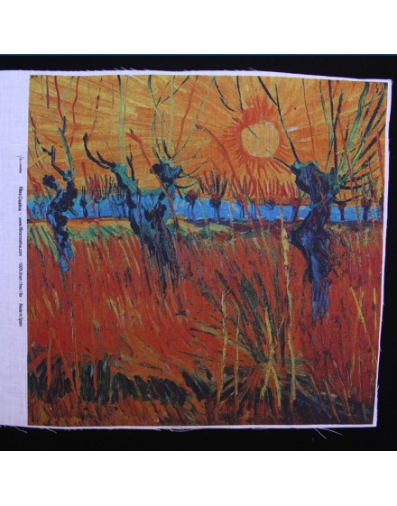 Precut linen print, Van Gogh Willows at Sunset