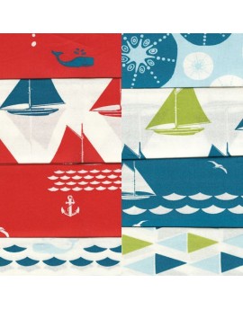 8 coupons tissu bio enfant Set Sail de Birch Fabrics